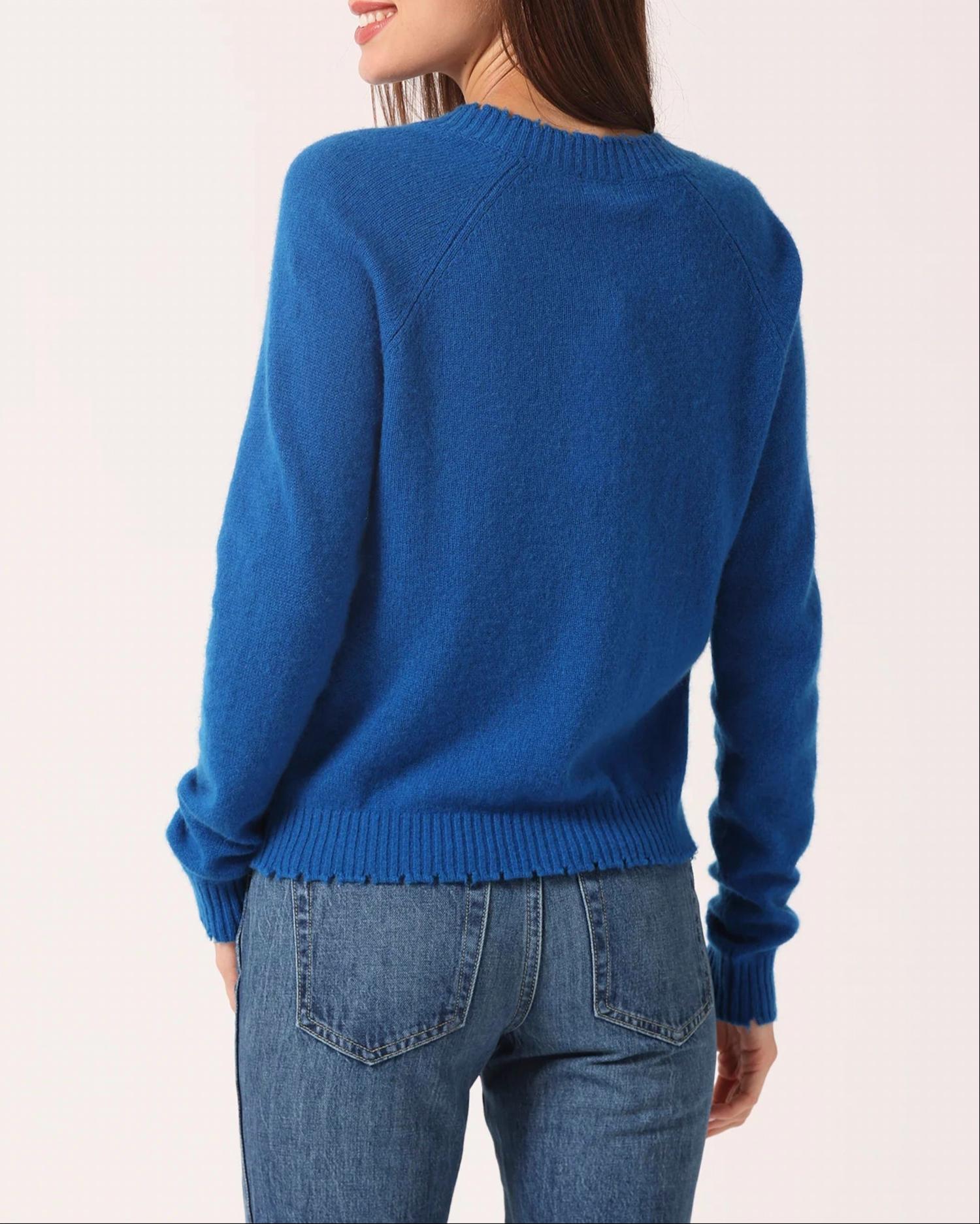 Minnie Rose - Cashmere Frayed Edge Cropped V Neck Top