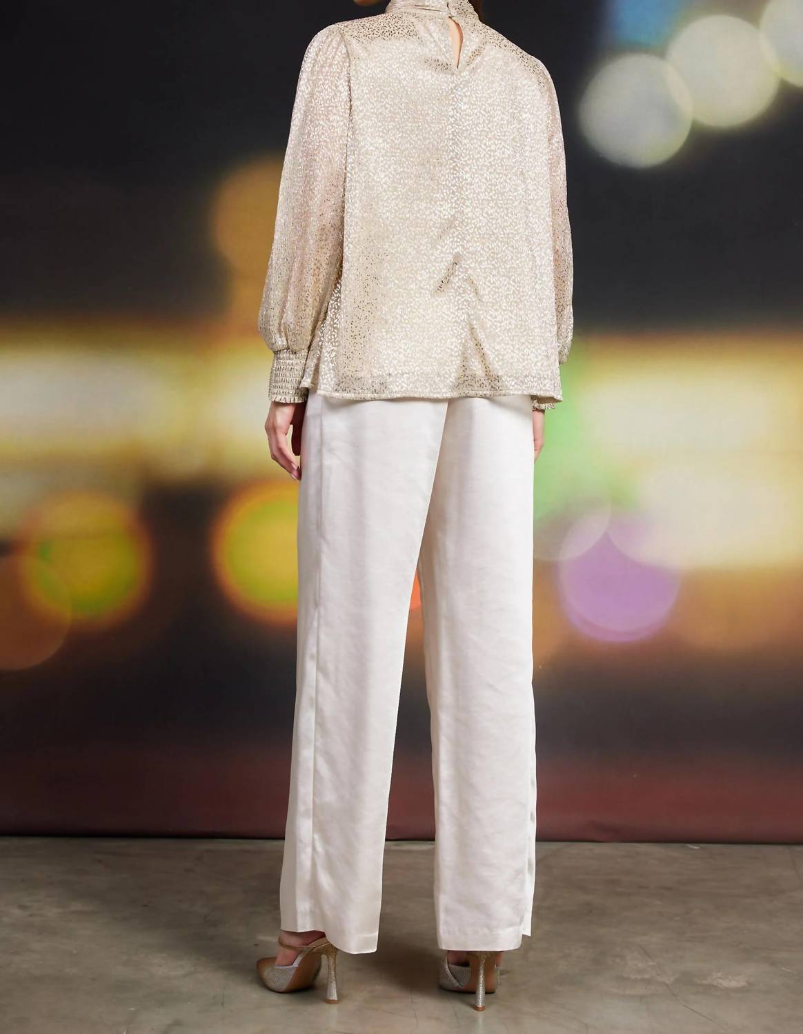 Skies Are Blue - Keyhole Lurex Blouse