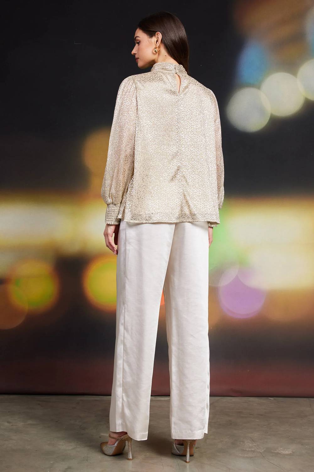 Skies Are Blue - Keyhole Lurex Blouse