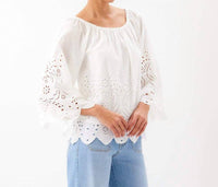 Karen Kane - Cut-Out Embroidery Flare Sleeve Peasant Top