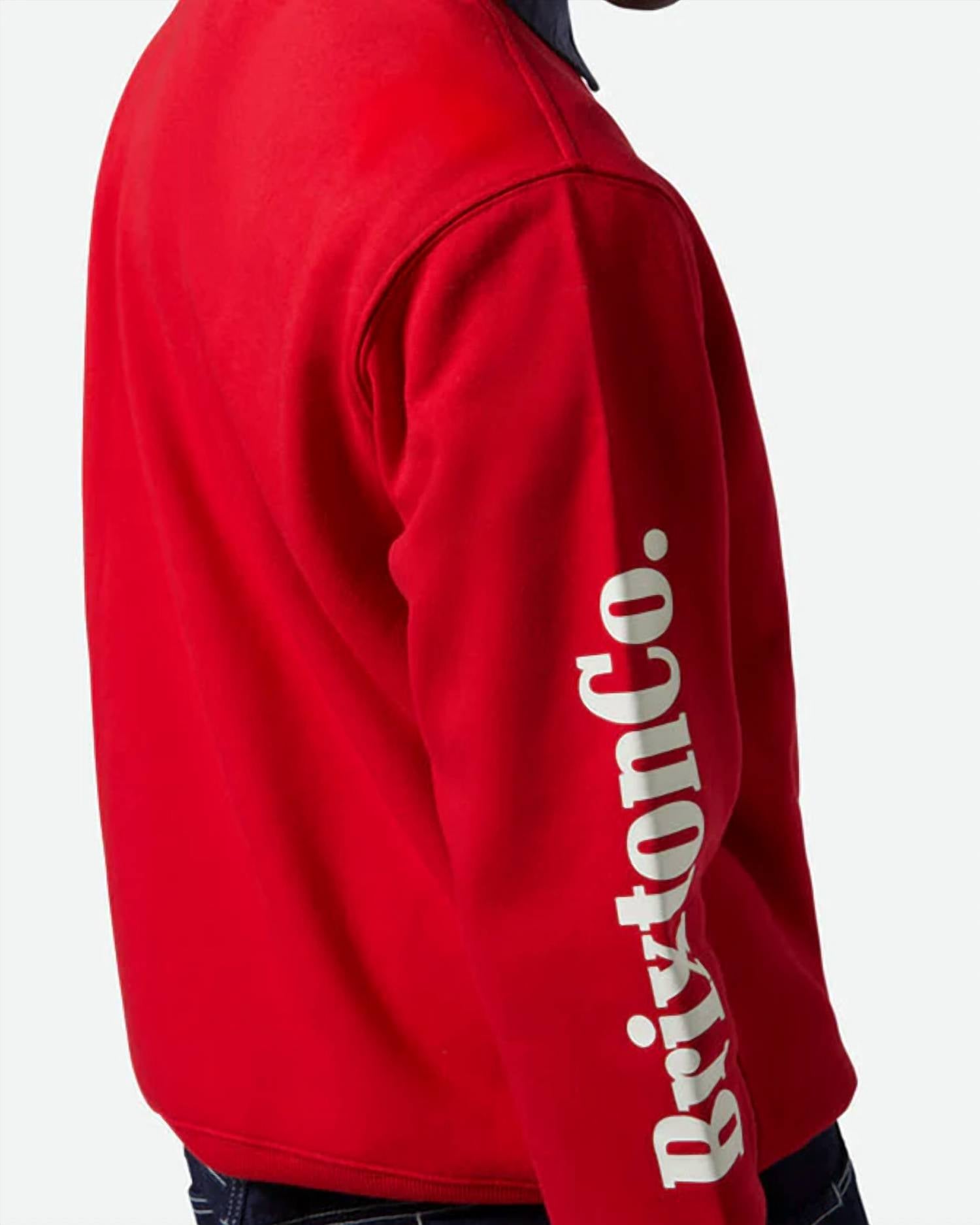 Brixton INWOOD CREWNECK SWEATSHIRT in red - men's shirt - detail view