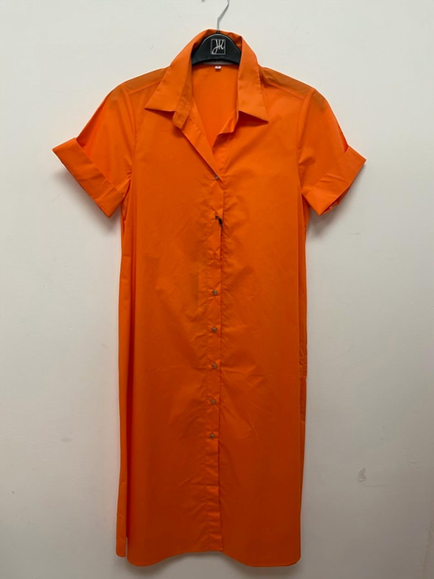 Valentina Women's Cotton Poplin Shirt Dress in orange - women's dress