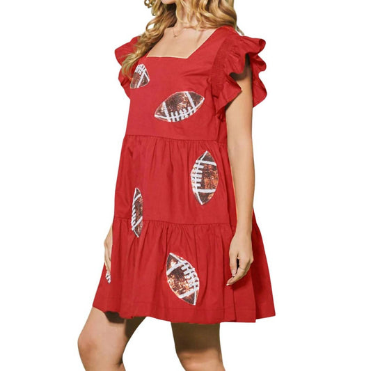 Oddi - SEQUIN FOOTBALL TIERED MINI DRESS