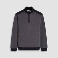 Bugatchi Uomo Diagonal Stripe Melange Quarter Zip Sweater in taupe - men's sweater - view 7