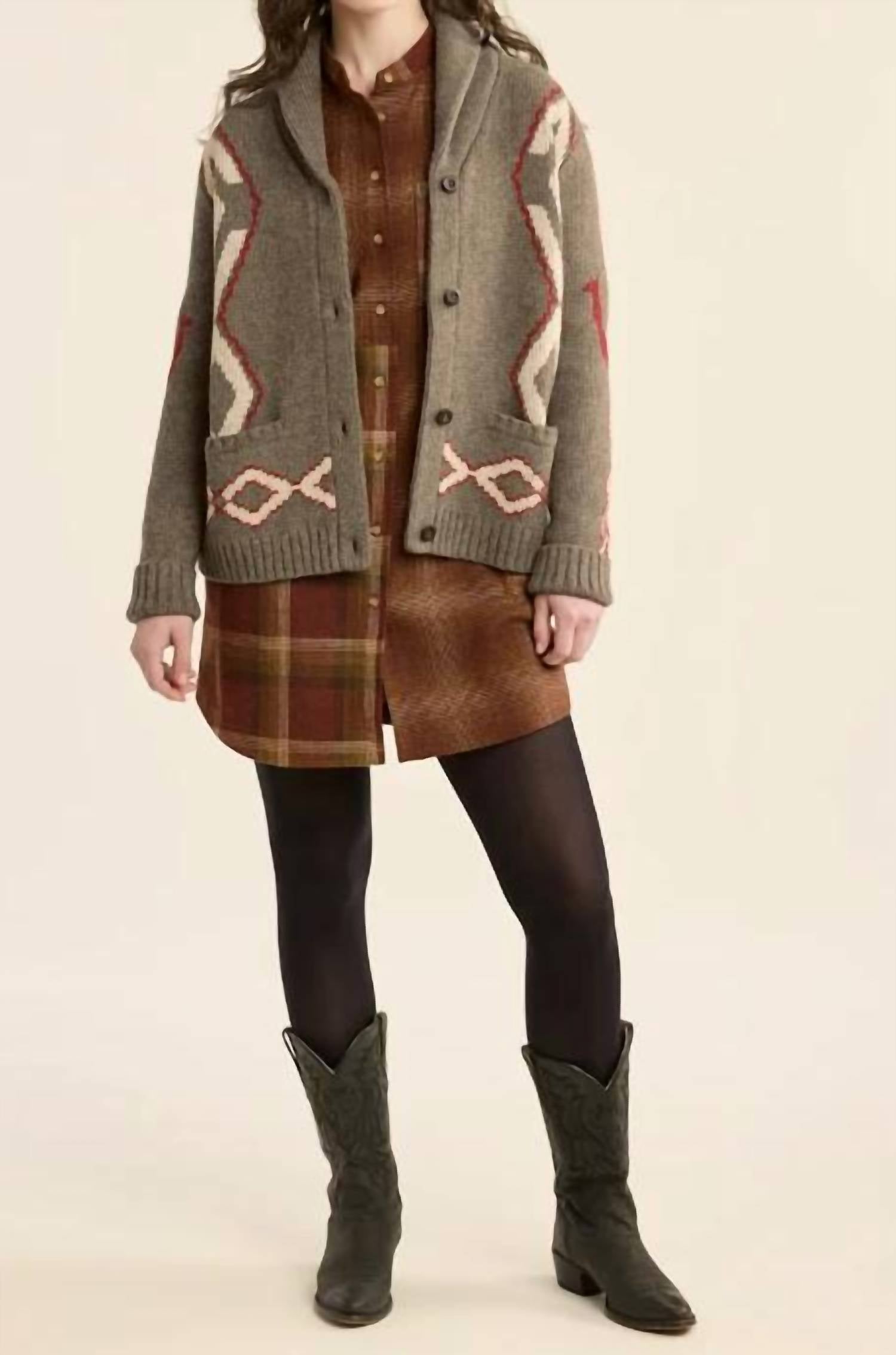 PENDLETON Heritage Wool button sweater in brown - women's cardigan