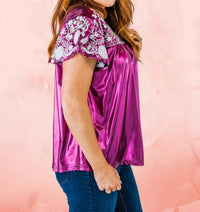 Layerz Clothing - Embroidered Metallic Top