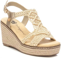Xti Women's Textile Open Toe Sandals in gold textile - women's sandal - detail view