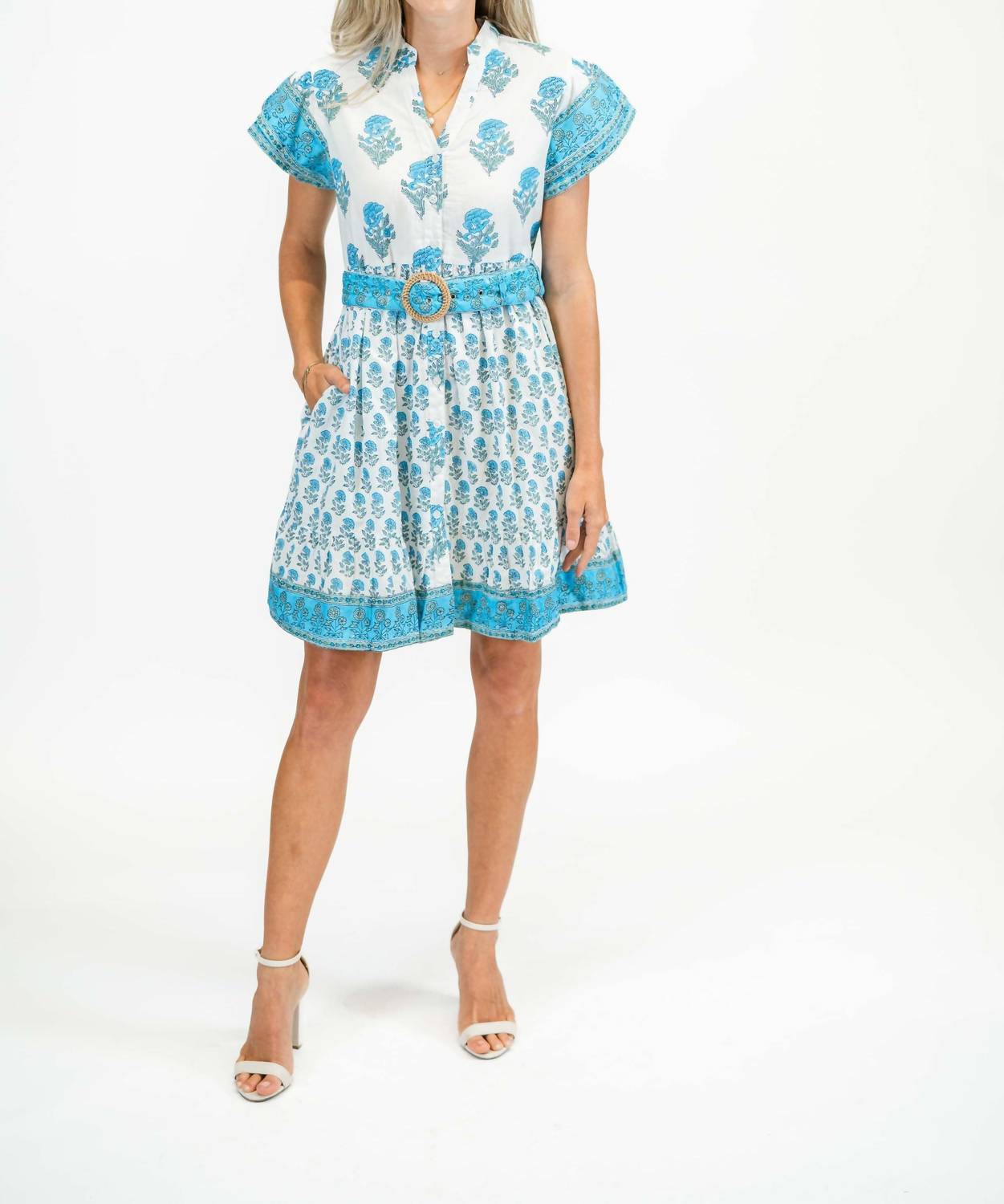 VICTORIA DUNN Callie Dress Capri Dress in blue - women's dress - detail view