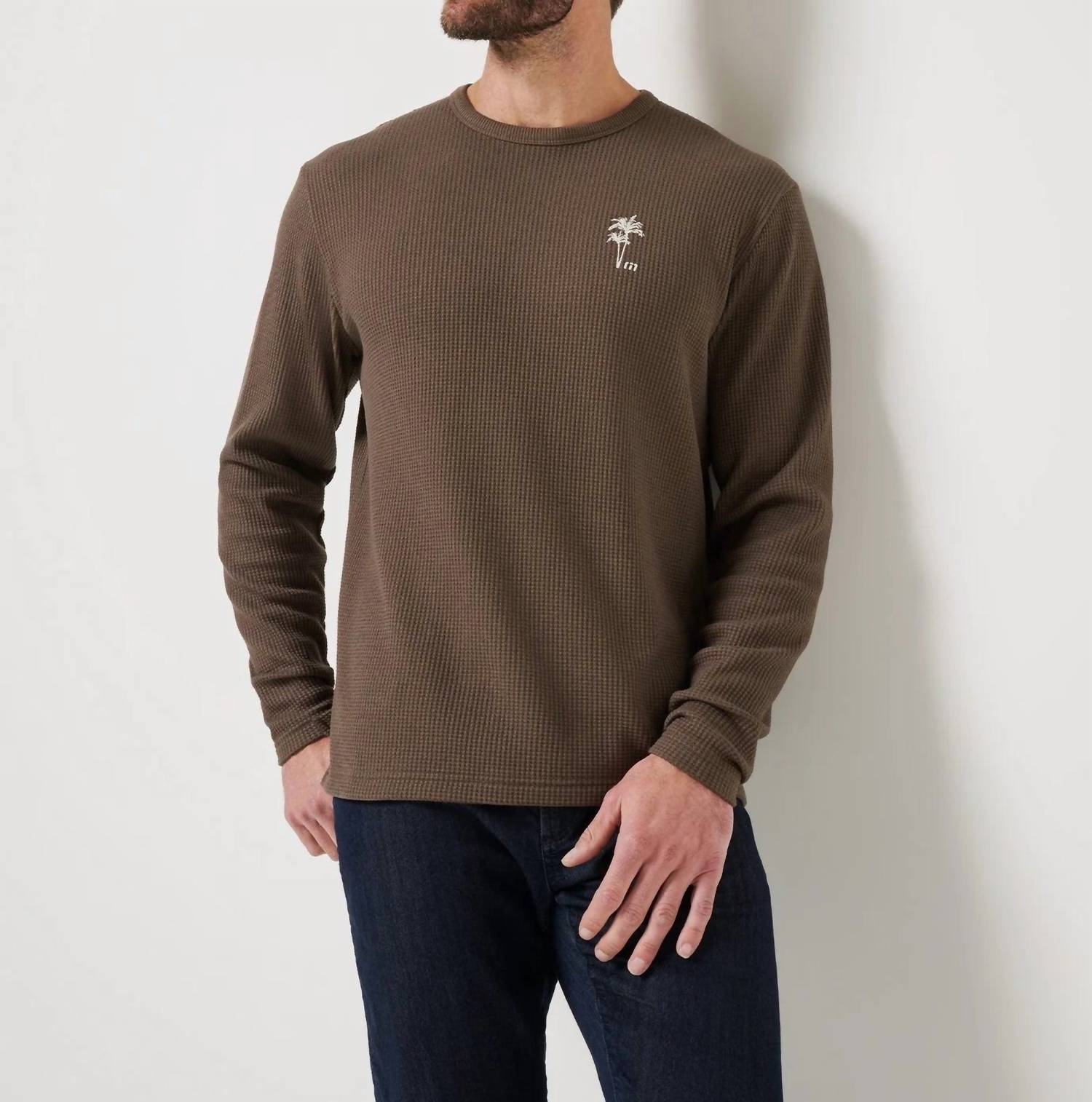 TravisMathew Souvenir Stand Pullover T Shirt in chocolate brown - men's long sleeve top - view 4