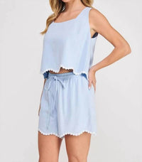 Allie Rose - Women's Wavy Crochet Trim Top