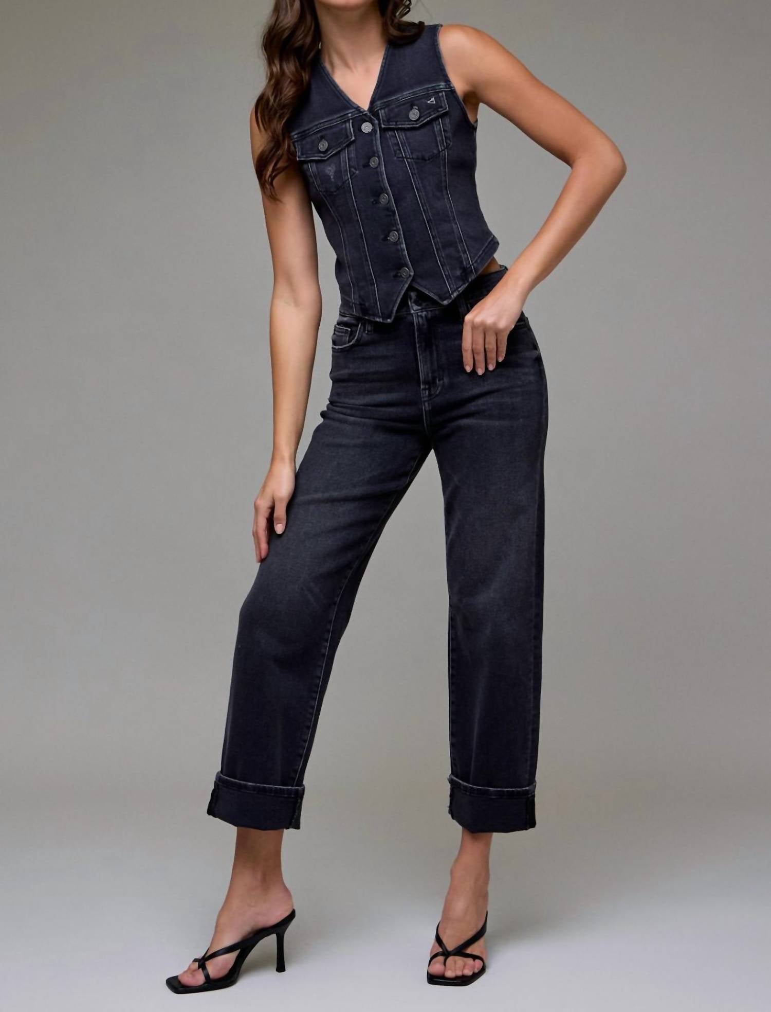 Hidden - Cuffed Straight Leg Jeans