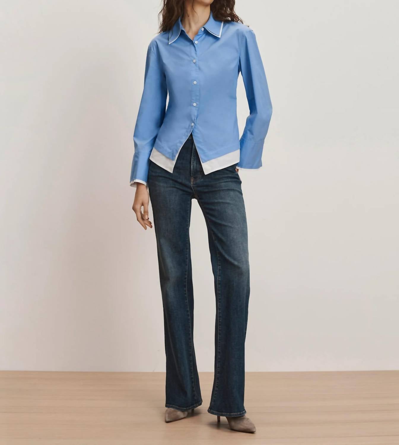 Veronica Beard Bonnie Button Down Shirt in blue - women's shirt
