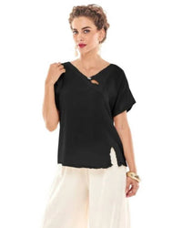 Oh My Gauze! Mike Cotton Top in black - women's t-shirt - alternate view