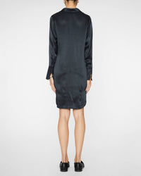 catherine gee Daria Shirt Mini Dress in navy pinstripe - women's dress - alternate view