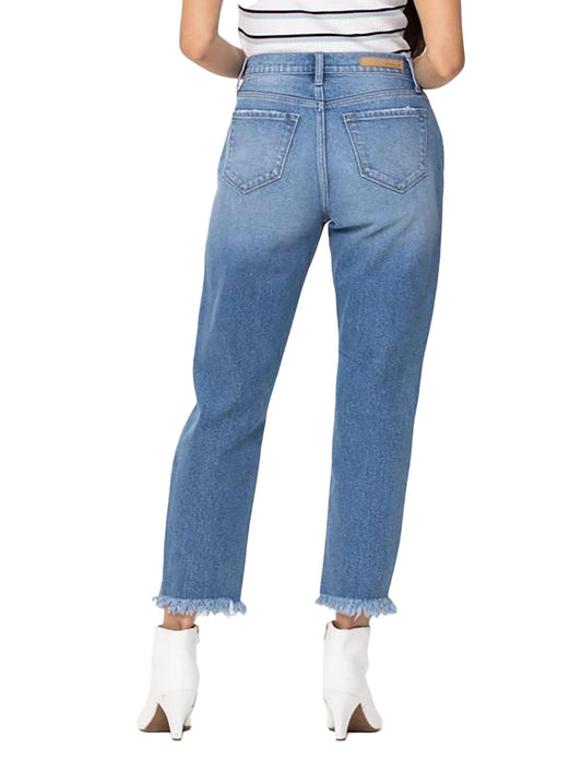 Cello - Hannah Frayed Hem Mom Jean