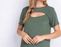Wholesale Fashion Square - Cutout Neck Short Sleeve Tee