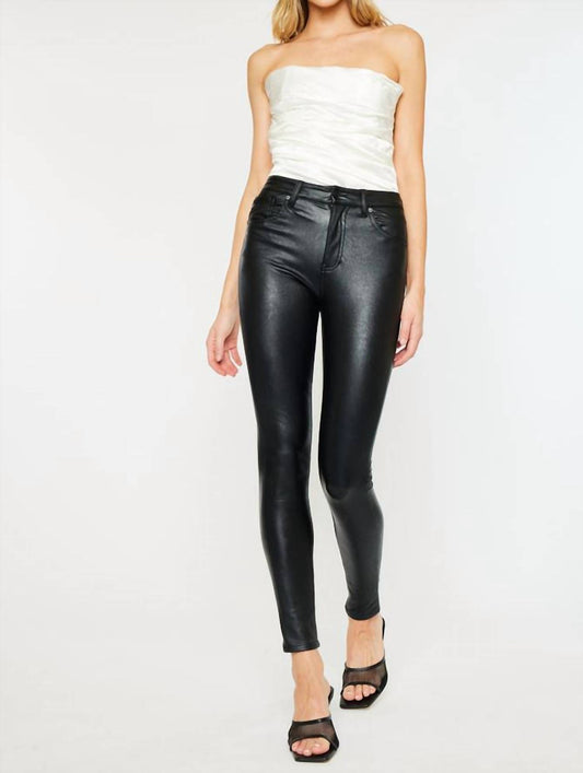 Kancan - Cherry High Rise Faux Leather Super Skinny Jeans