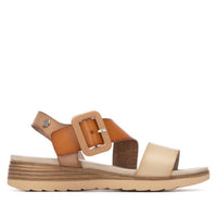 Xti Women's Cross Strap Wedge Sandals in beige - women's sandal - detail view
