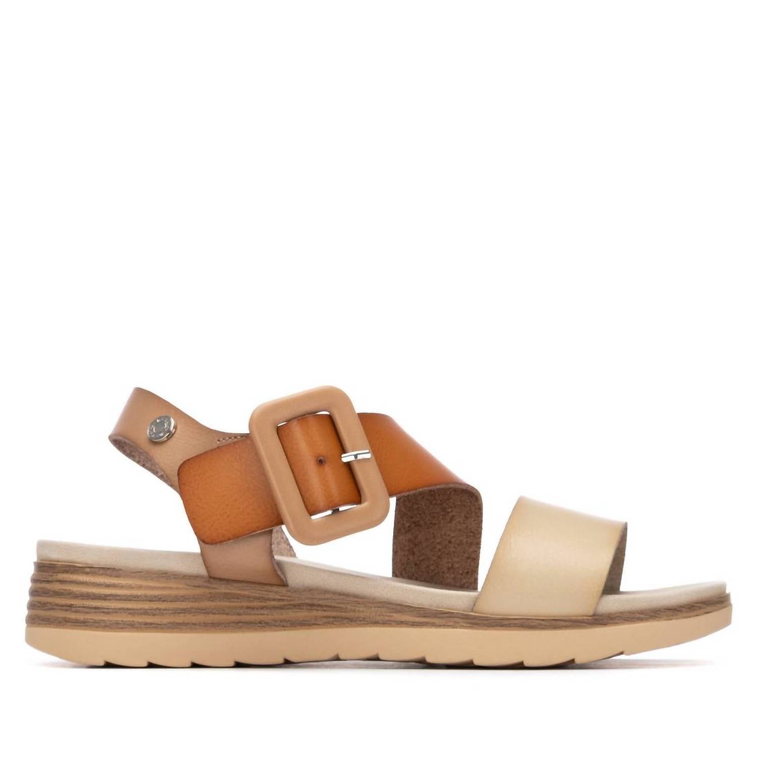 Xti Women's Cross Strap Wedge Sandals in beige - women's sandal - detail view