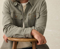 Faherty Sunwashed Canvas Cpo Shirt in aspen olive - men's shirt - alternate view