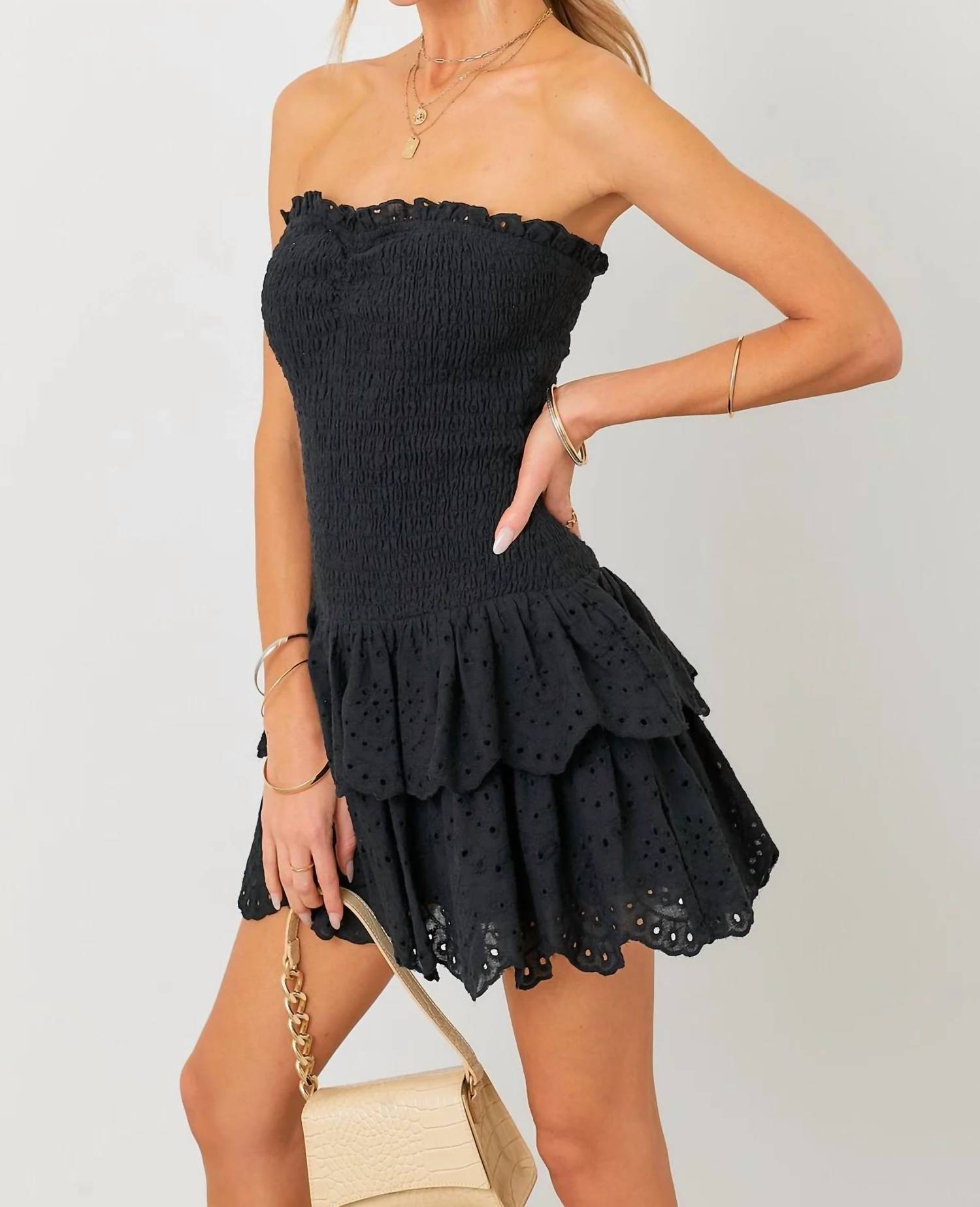Baby Pink - Gameday Smocked Ruffle Mini Dress