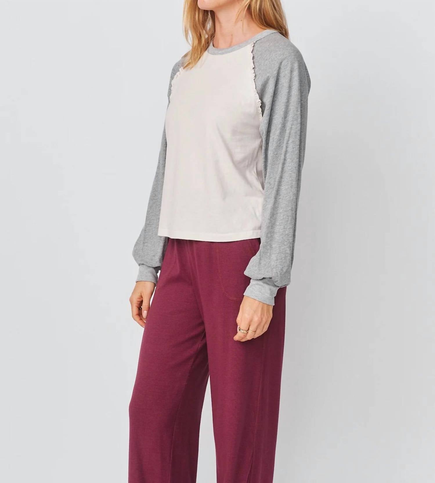 Sundry - Ruffle Baseball Tee Top