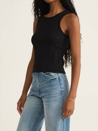 Z Supply Women's Hadley Tank Top in black - women's tank top - detail view