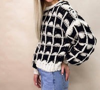 So Me - Contrast Color Square Knitted Sweater