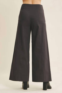 In February Melissa Stretchy Wide Leg Pant in charcoal - women's pants - detail view