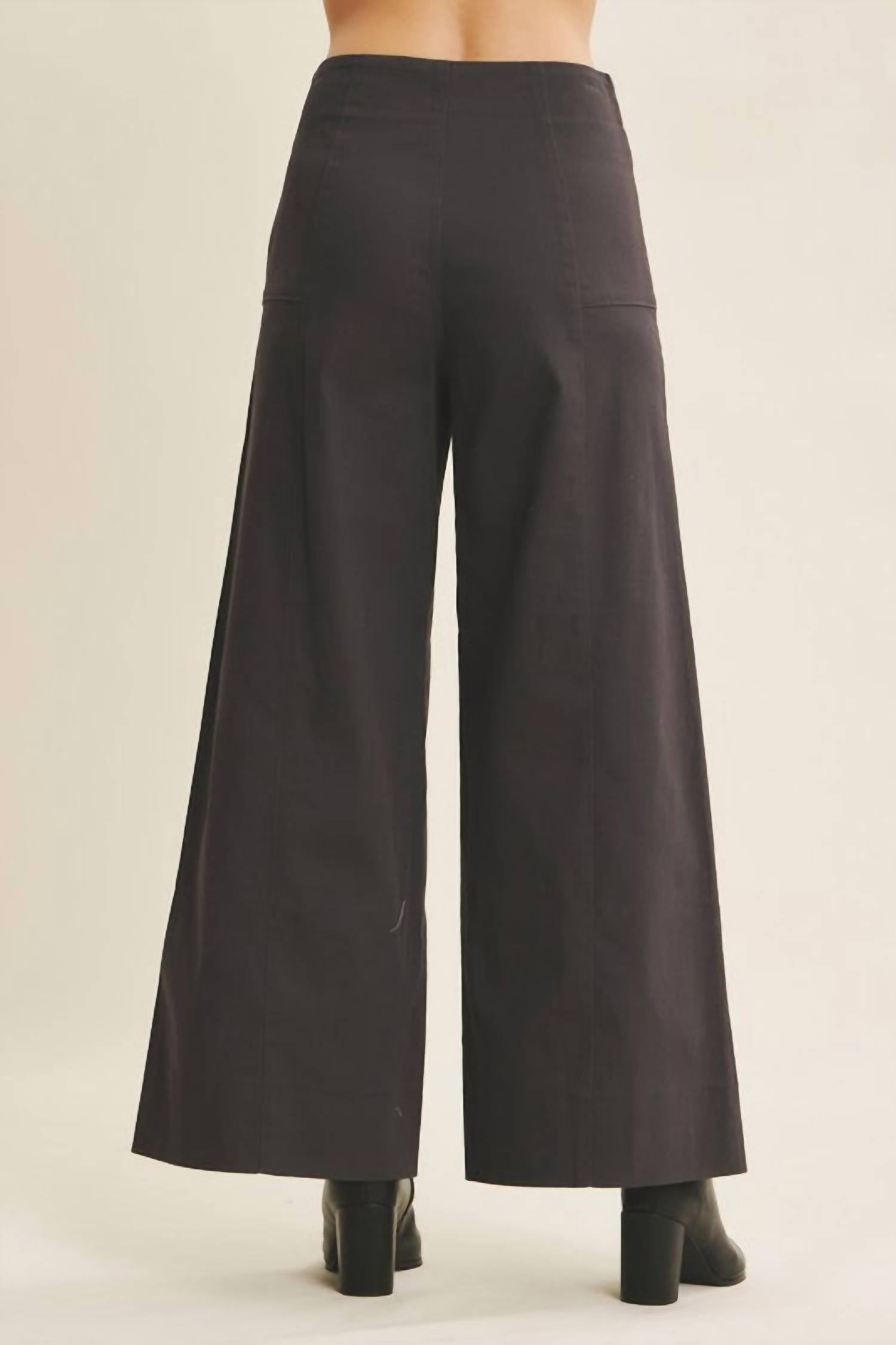 In February Melissa Stretchy Wide Leg Pant in charcoal - women's pants - detail view