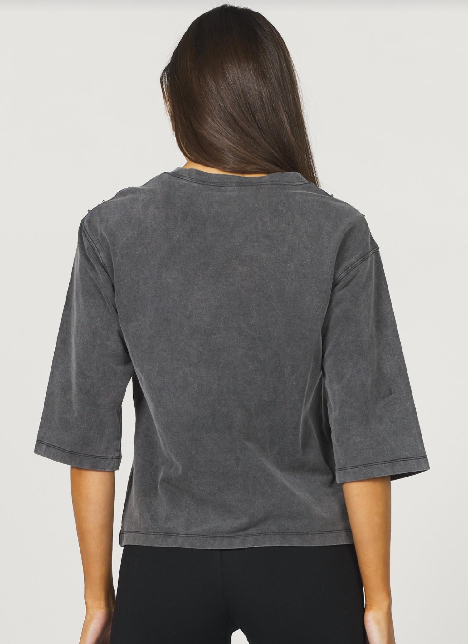 Another Love Acid Wash Top in black - women's t-shirt - detail view