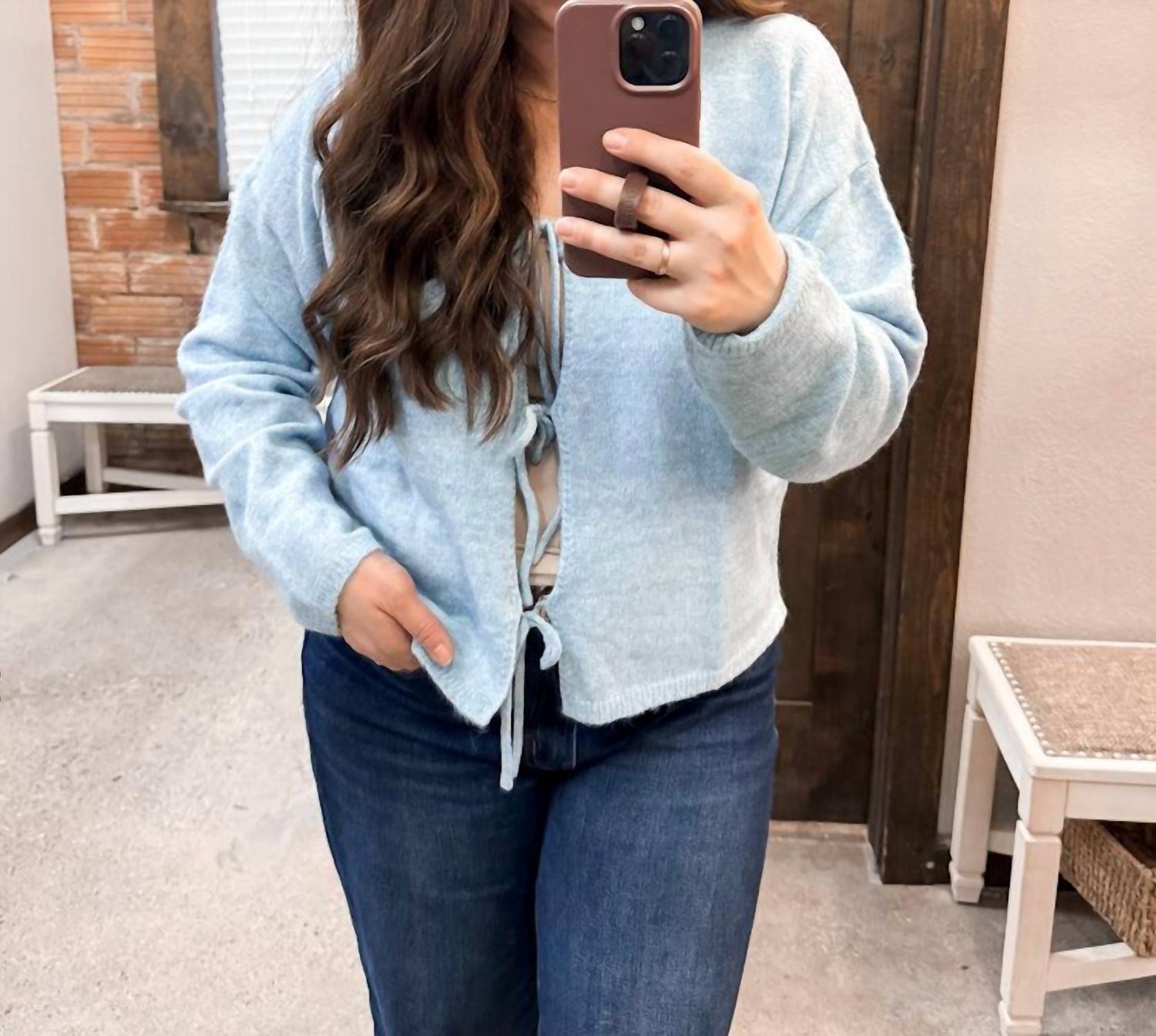 Wishlist - Brushed Front Tie Sweater