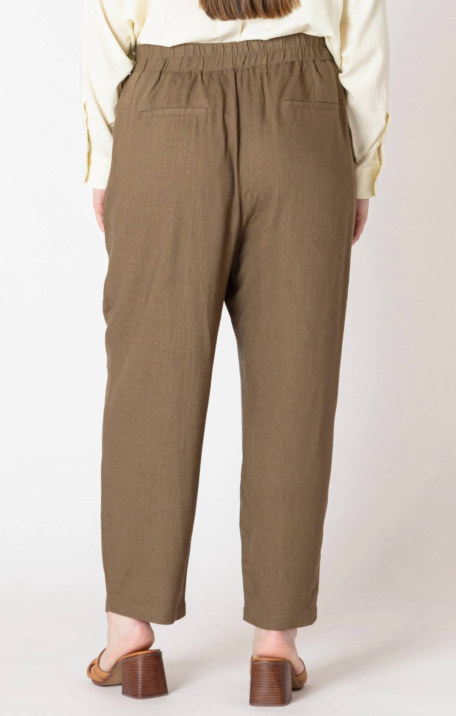 Dex Pull On Straight Leg Pant -Plus in olive brown - women's pants - alternate view