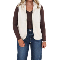 LE LIS Aspen Mock Neck Fleece Vest in cream - women's jacket