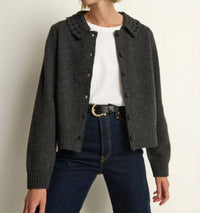 Nation LTD Addie Cardigan in heather charcoal 1 - women's cardigan