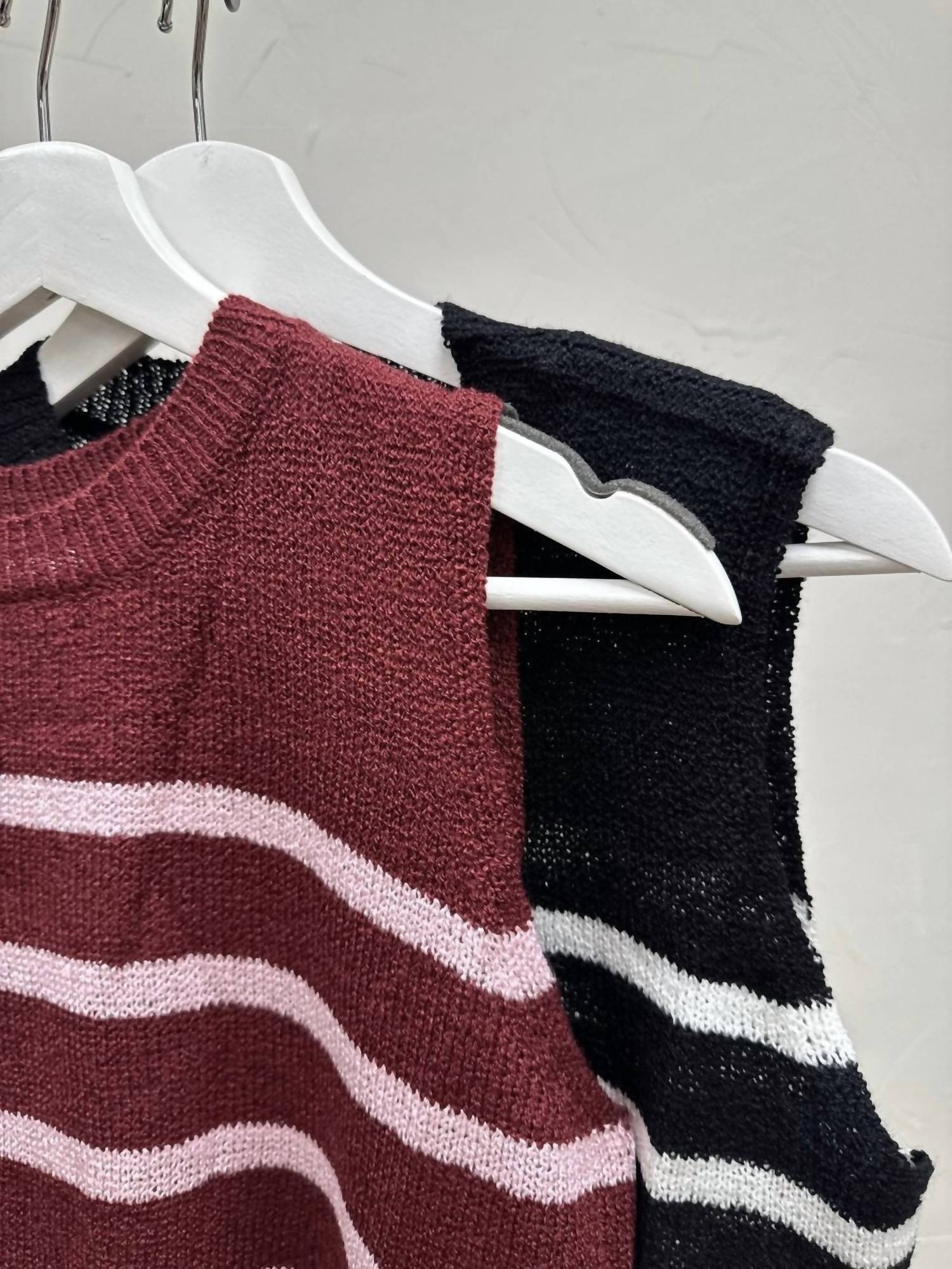 LE LIS Round Neck Sleeveless Sweater Top in black white - women's sweater - view 6