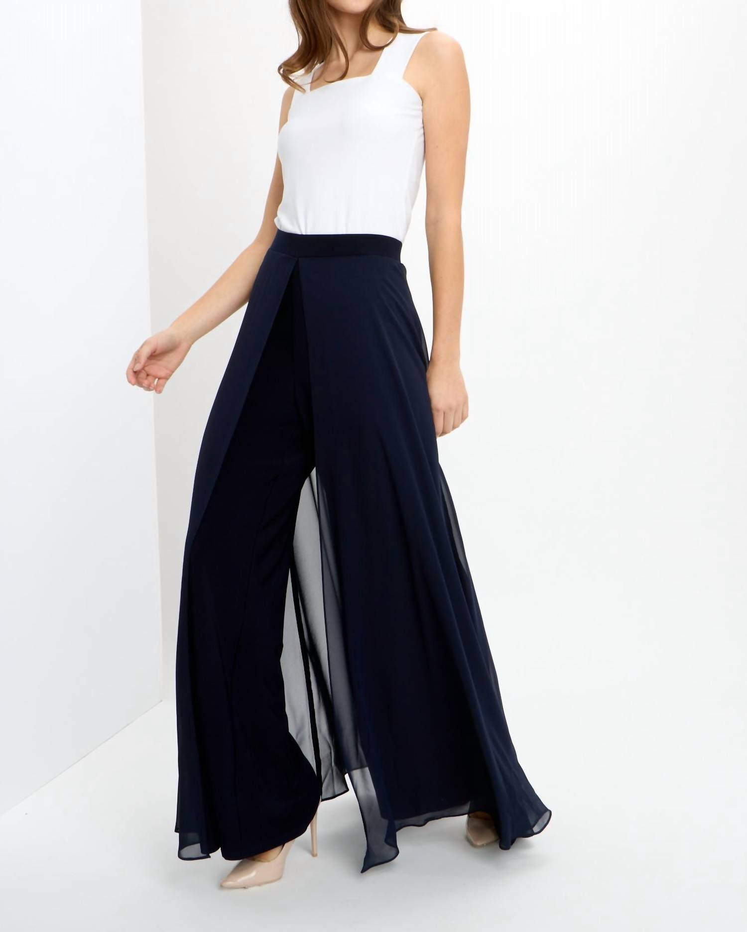 Joseph Ribkoff Elegant Sheer Overlay Pants in black - women's pants - view 4