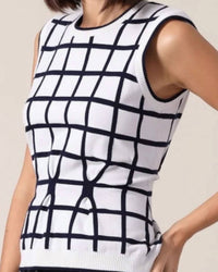 Minnie Rose - Windowpane Pleat Top