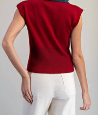 Ee:Some - Denim Contrast Knit Top