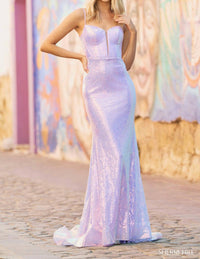 Sherri Hill Corset Bodice Sequin Dress in lilac - women's dress - detail view