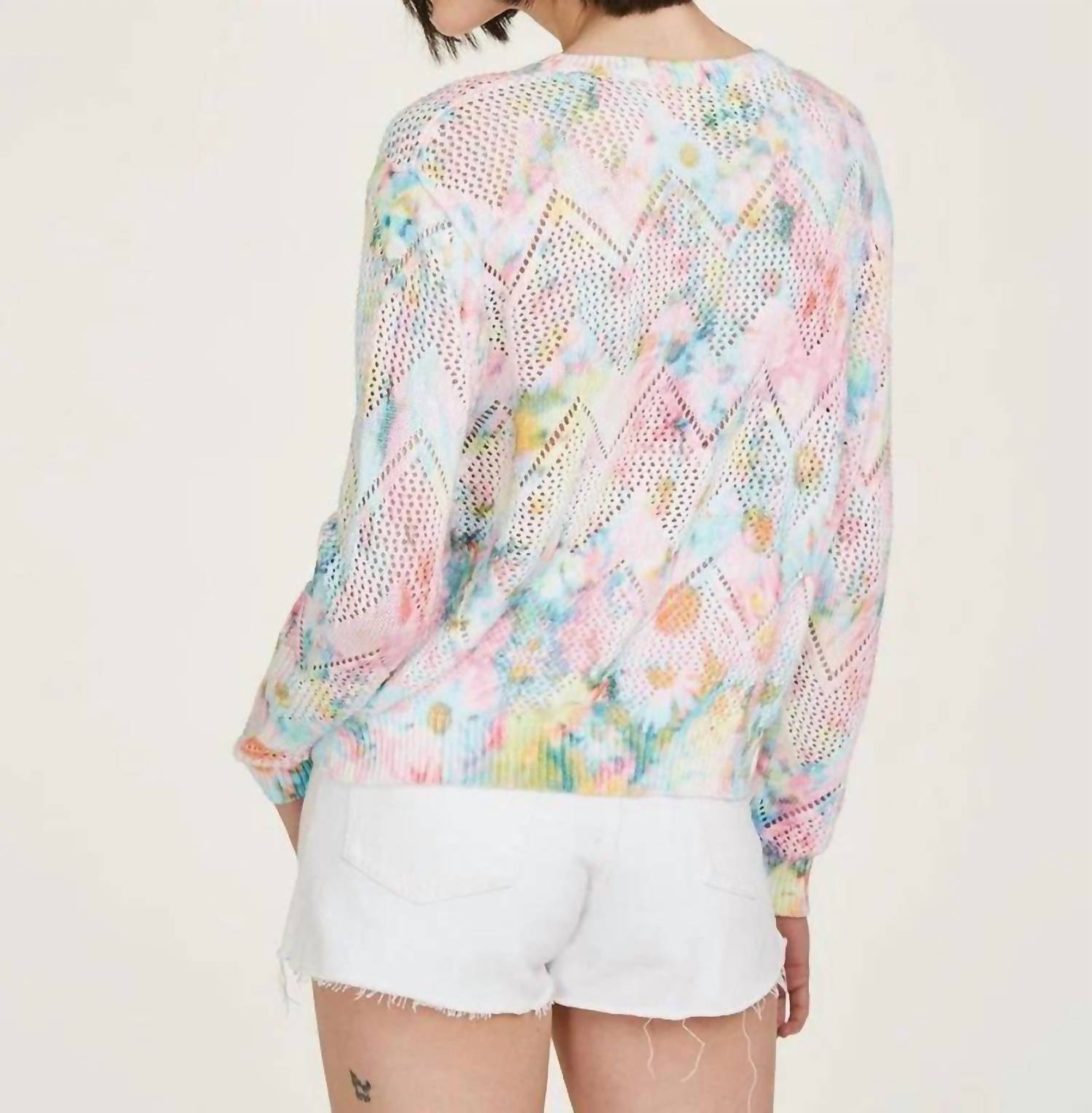 Autumn Cashmere - Pointelle Daisy Print Crew Sweater