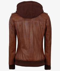 Decrum - Women's Edinburgh Genuine Leather Jacket With Removable Hood