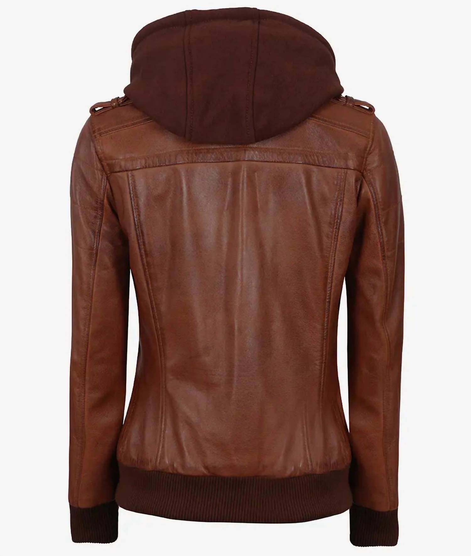 Decrum - Women's Edinburgh Genuine Leather Jacket With Removable Hood