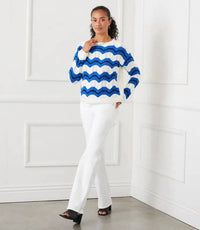 Karen Kane - Madigan Multi Color Pointelle Zigzag Sweater