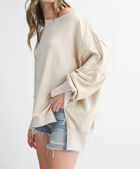 Aemi + Co - Oversized Seam Detail Pullover Sweatshirt