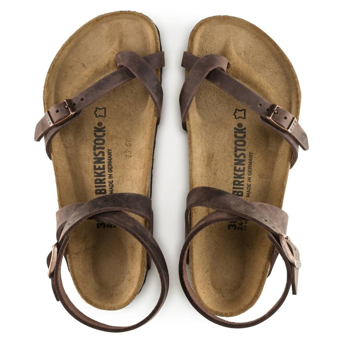 BIRKENSTOCK Women's Yara Oiled Leather Sandals in habana brown - women's sandal - detail view