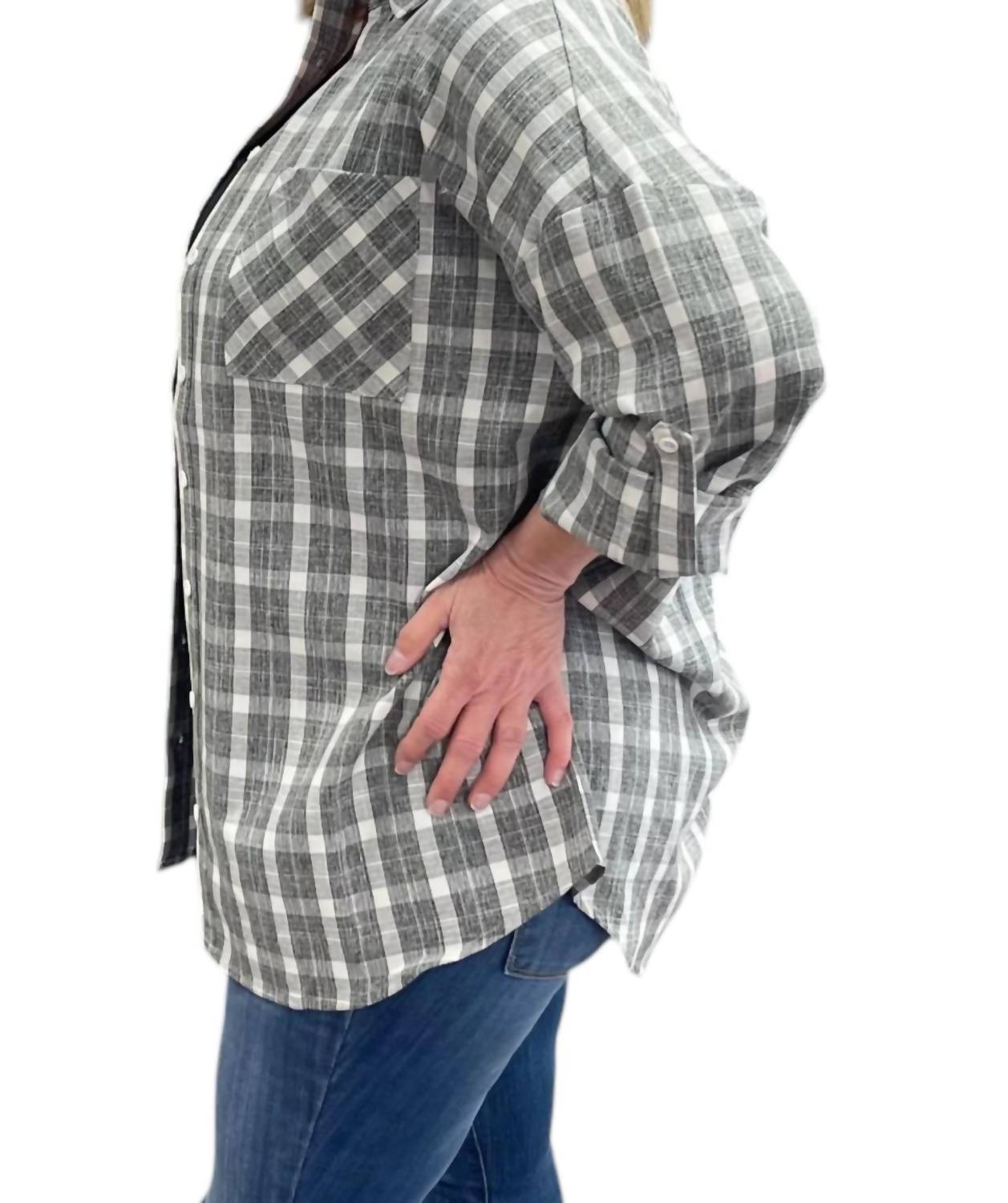 White Birch - Plaid Long Sleeve Button Up Shirt