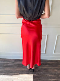 GLAM Siren Satin Skirt in red - women's skirt - alternate view