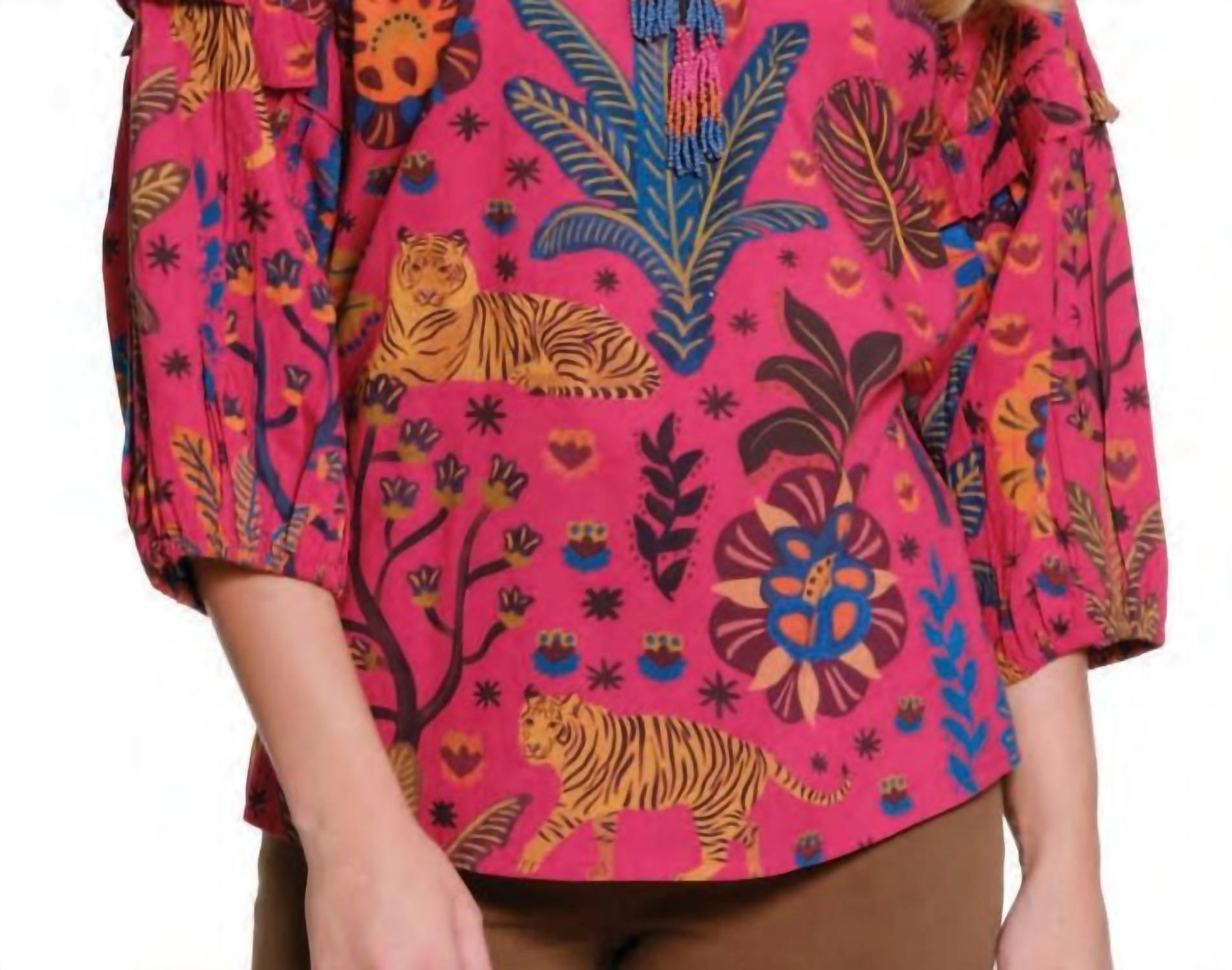 Tru Luxe - Tie Neck Print top