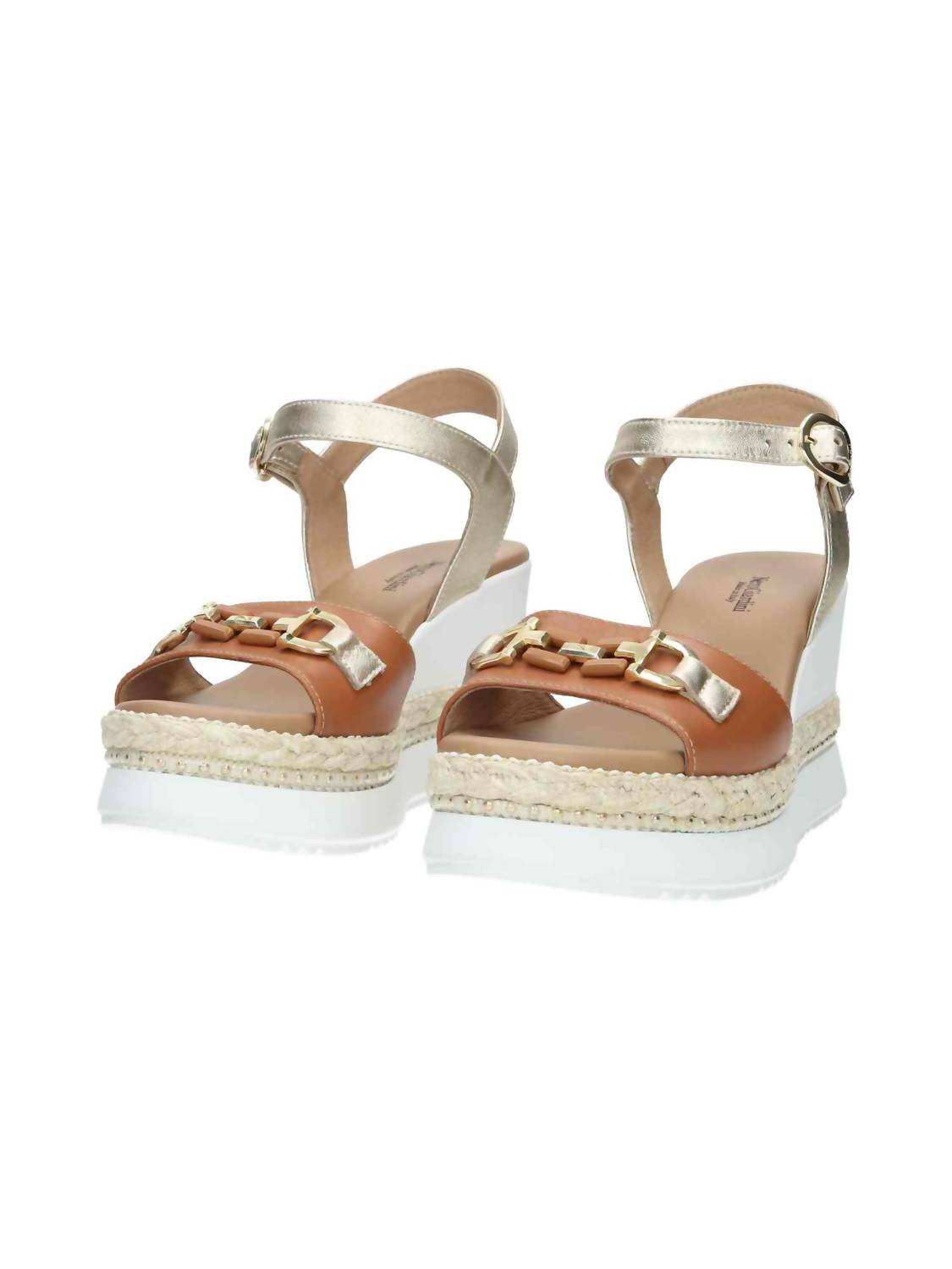 NeroGiardini Women's Armenia Wedge Sandal in cognac gold - women's sandal - view 4